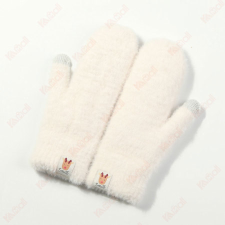 white knitting gloves keep warm